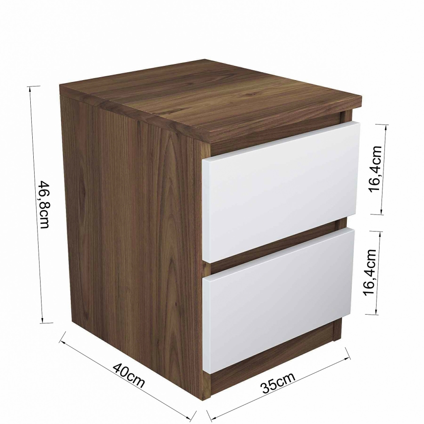 Mesa de cabeceira WALNUT 46,8x35 cm castanho/branco