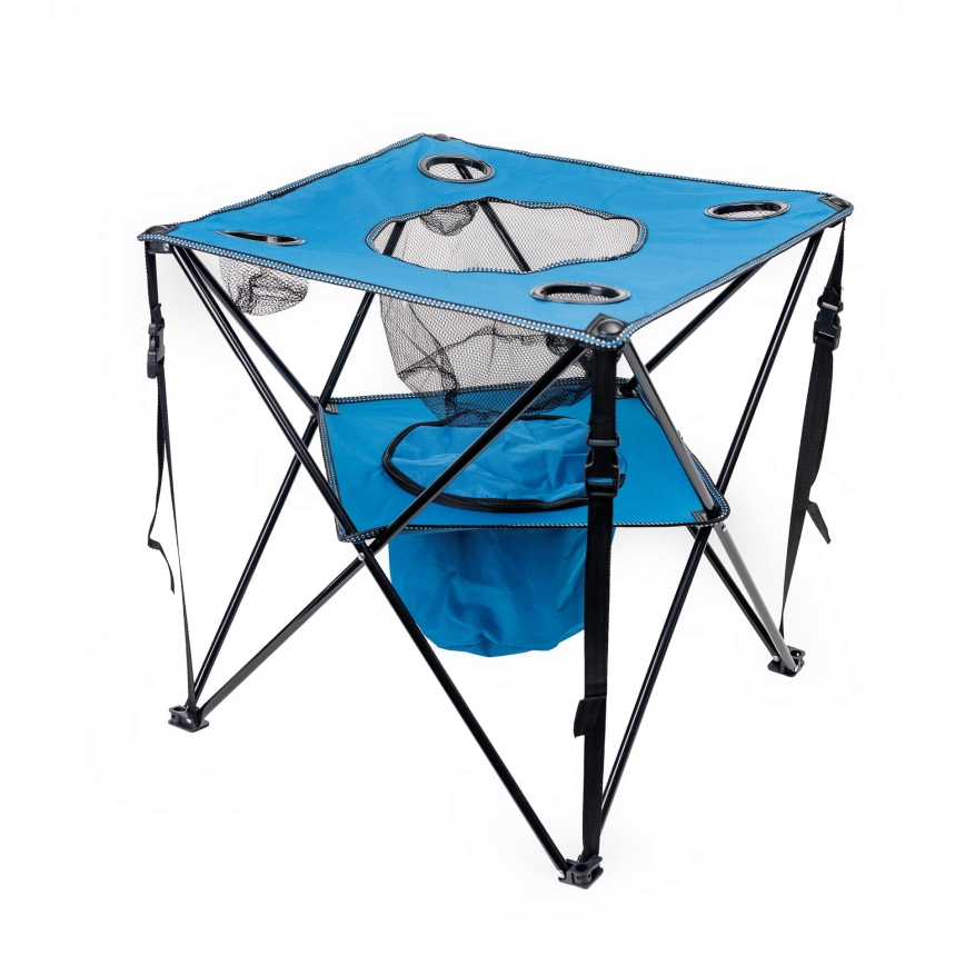 Mesa de campismo dobrável + 2x cadeiras azul