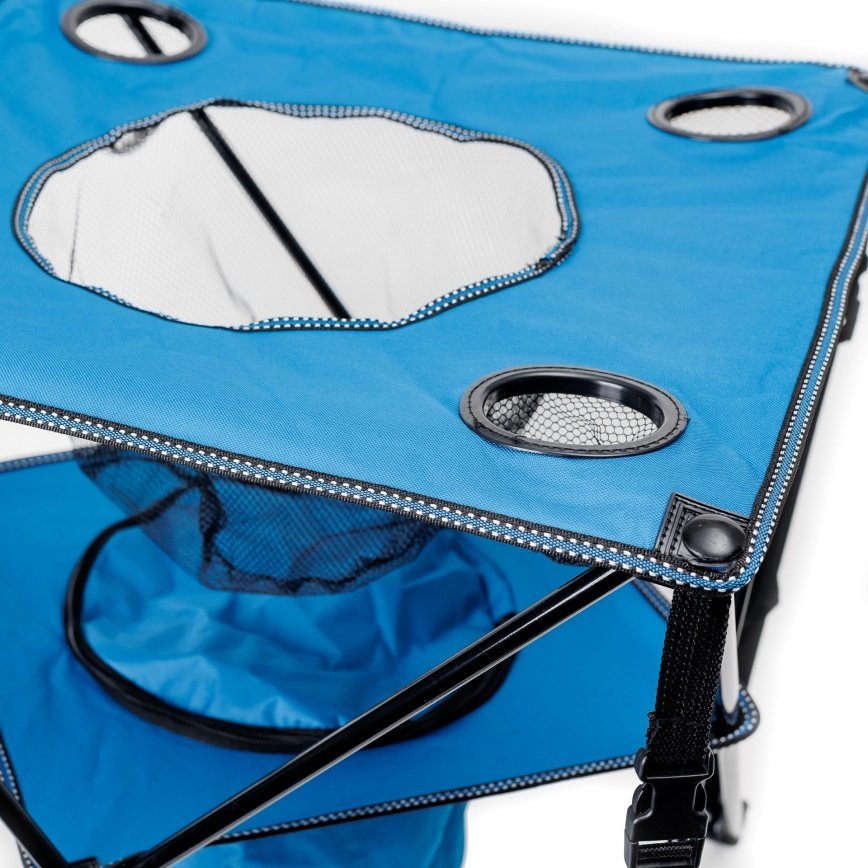 Mesa de campismo dobrável + 2x cadeiras azul