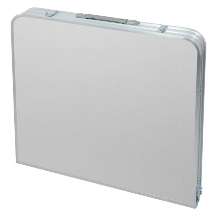 Mesa de campismo dobrável + 4x cadeiras branco/cromado mate