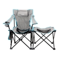 Mesa de campismo dobrável + cadeira cinzenta/azul