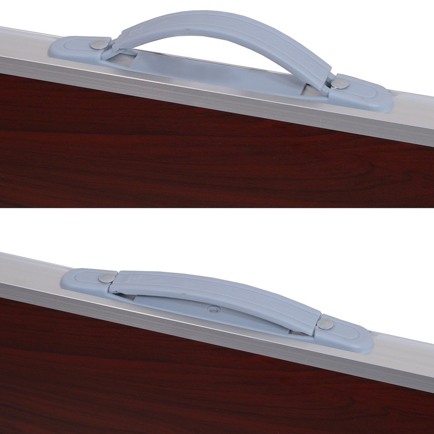 Mesa de campismo dobrável castanho/cromado mate