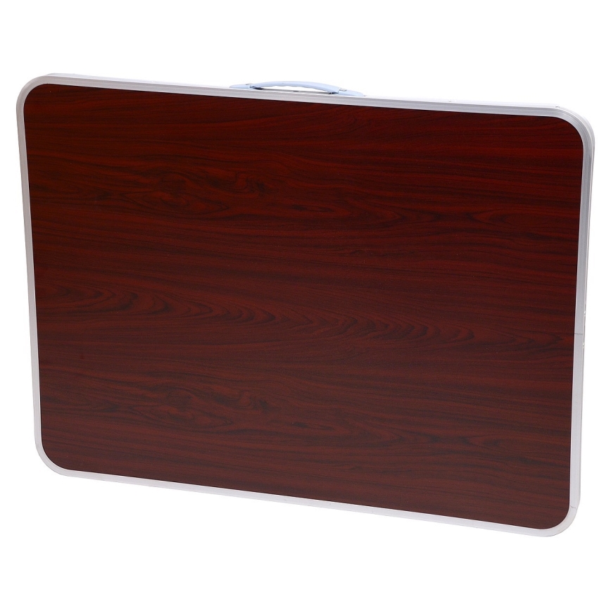 Mesa de campismo dobrável castanho/cromado mate