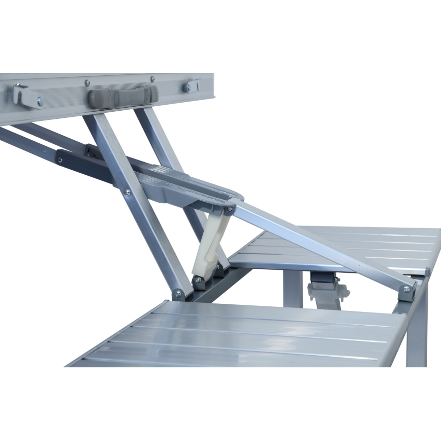 Mesa de campismo dobrável com cadeiras branco/cromado mate