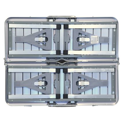 Mesa de campismo dobrável com cadeiras branco/cromado mate