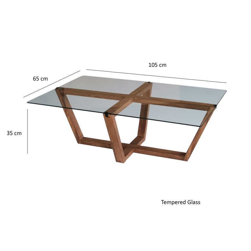 Mesa de centro AMALFI 35x105 cm pinho/transparente