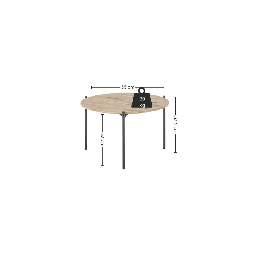 Mesa de centro AURA Ø 55 cm carvalho/antracite