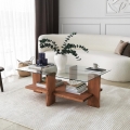 Mesa de centro BABYLON 40x105 cm castanho/transparente
