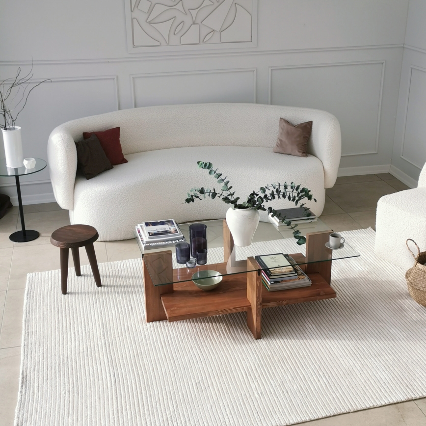 Mesa de centro BABYLON 40x105 cm castanho/transparente