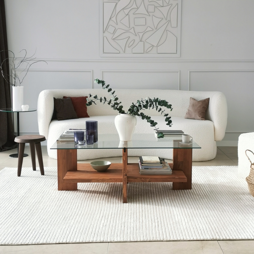 Mesa de centro BABYLON 40x105 cm castanho/transparente