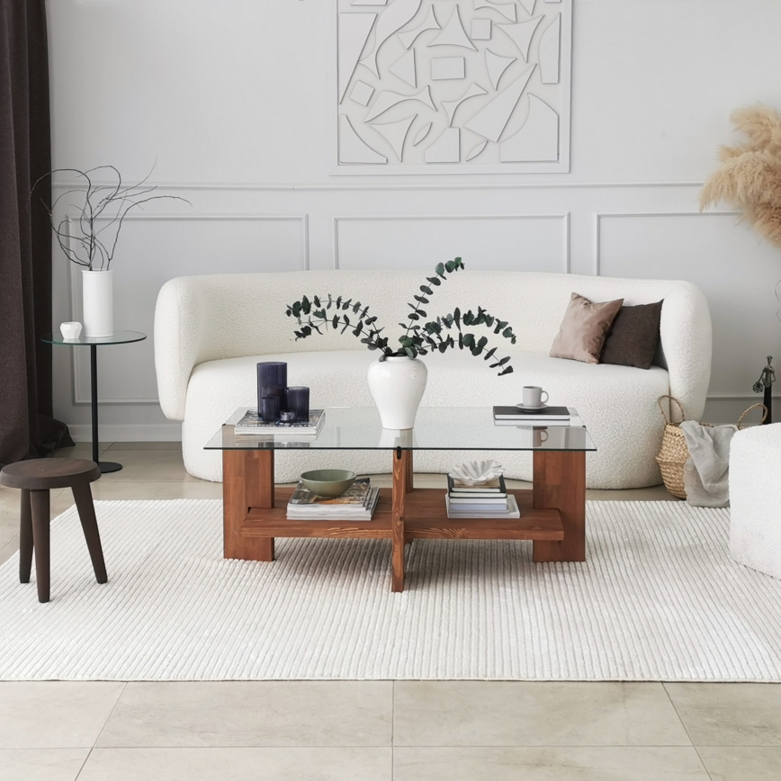 Mesa de centro BABYLON 40x105 cm castanho/transparente