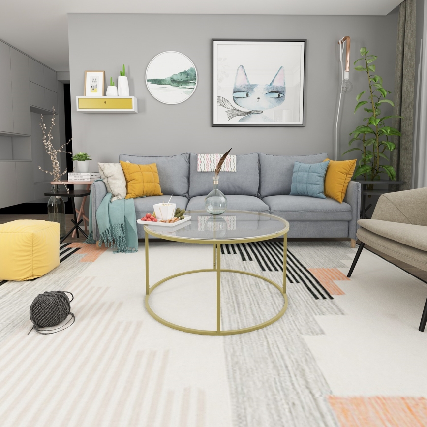 Mesa de centro BERLIN 80x45 cm dourado/transparente