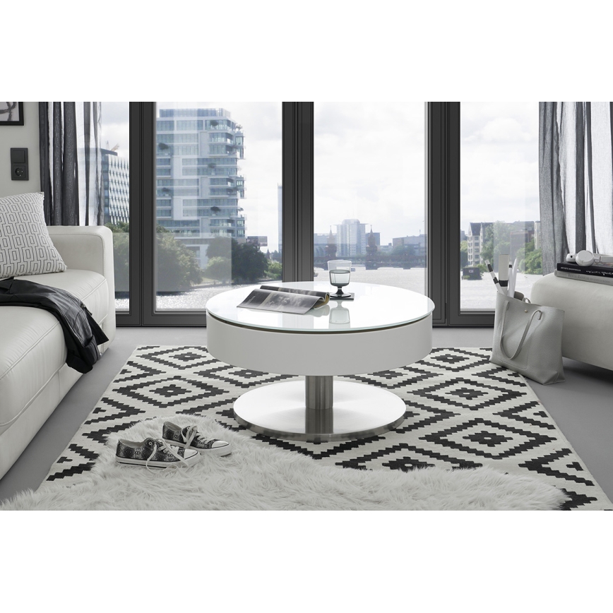 Mesa de centro BLOCK Ø 79 cm branca/prateada