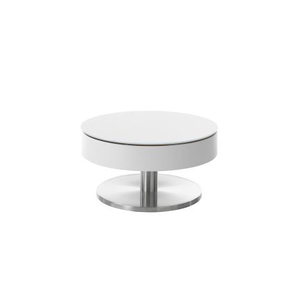 Mesa de centro BLOCK Ø 79 cm branca/prateada