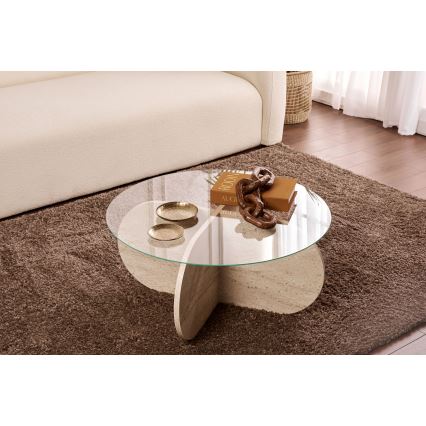 Mesa de centro BUBBLE Ø 75 cm bege/transparente