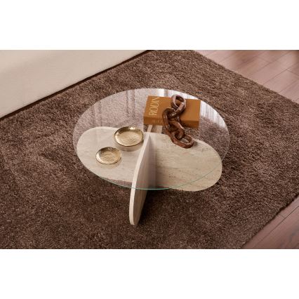 Mesa de centro BUBBLE Ø 75 cm bege/transparente