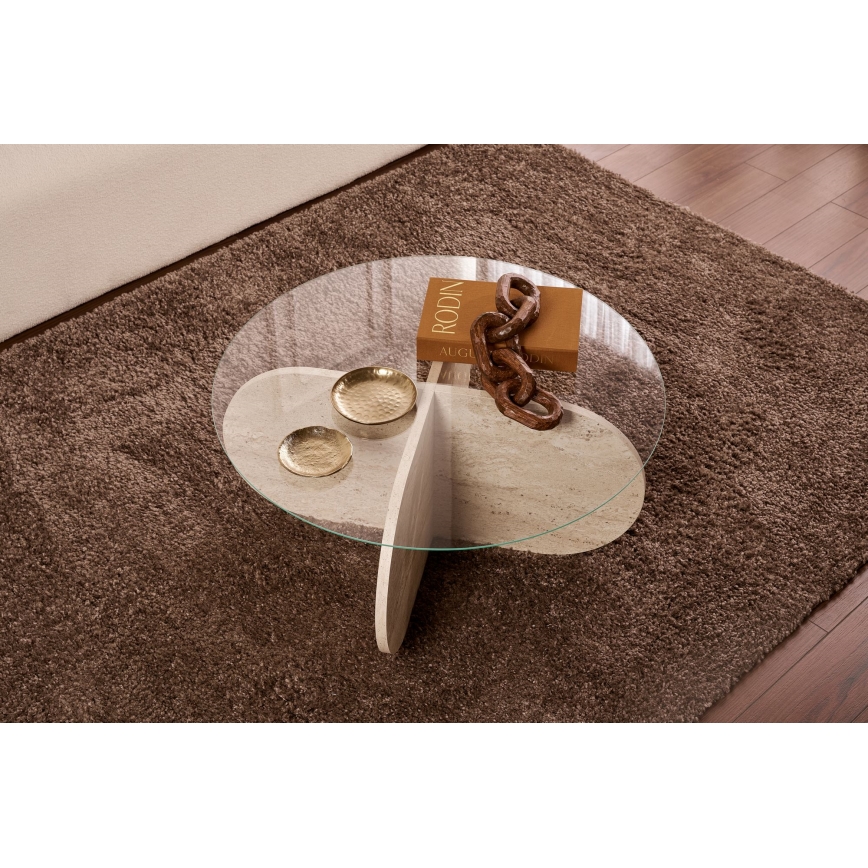 Mesa de centro BUBBLE Ø 75 cm bege/transparente