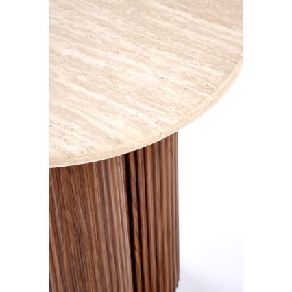 Mesa de centro CALDO, Ø 50 cm, castanho/bege