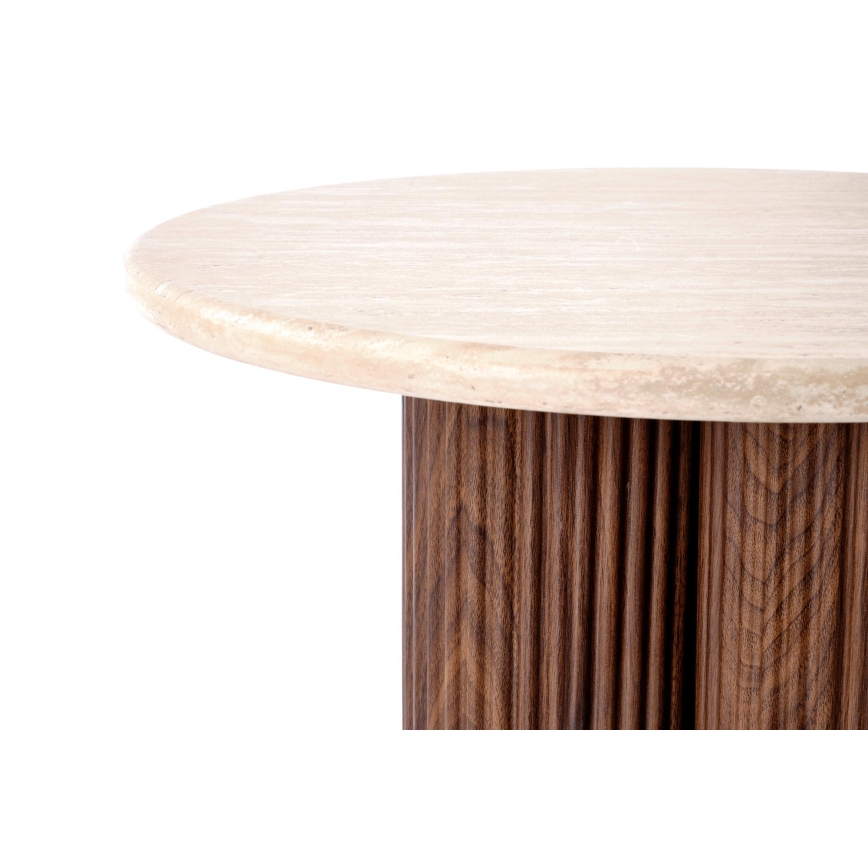 Mesa de centro CALDO, Ø 50 cm, castanho/bege