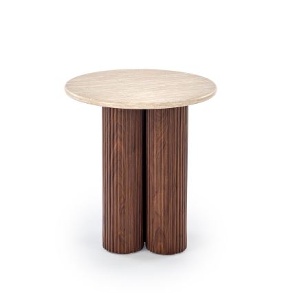 Mesa de centro CALDO, Ø 50 cm, castanho/bege