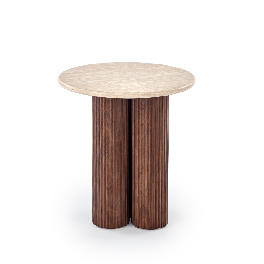 Mesa de centro CALDO, Ø 50 cm, castanho/bege