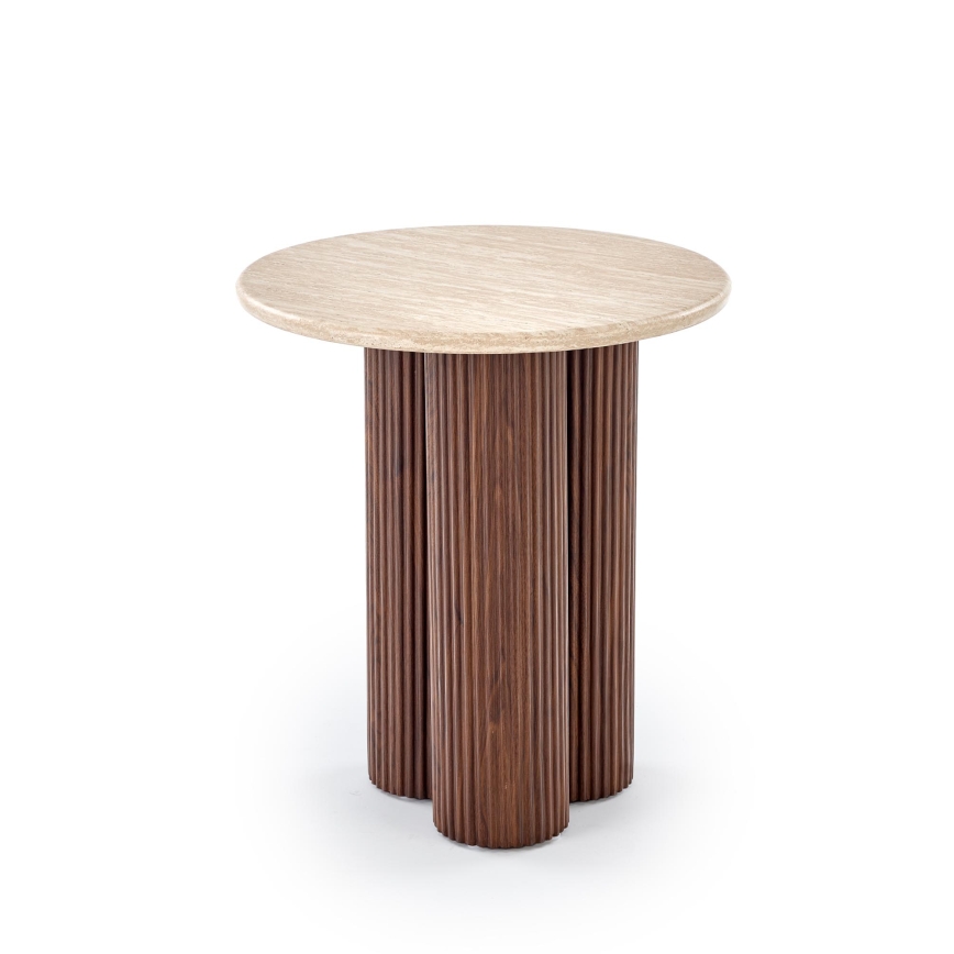 Mesa de centro CALDO, Ø 50 cm, castanho/bege