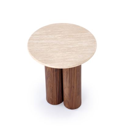 Mesa de centro CALDO, Ø 50 cm, castanho/bege