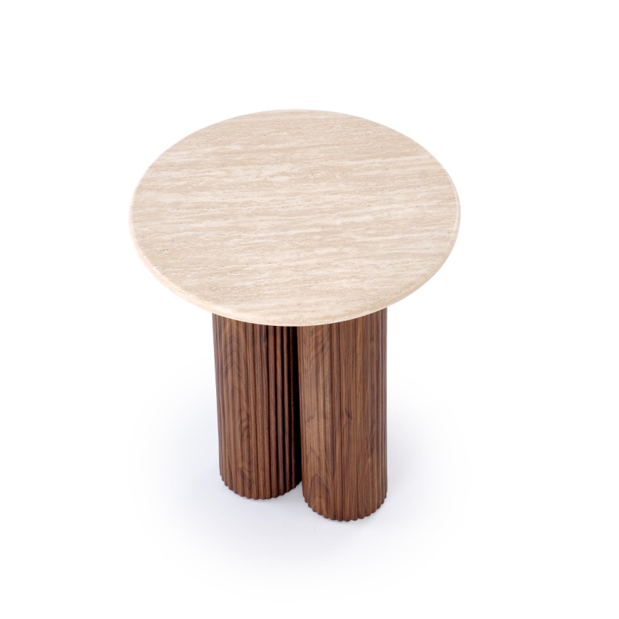 Mesa de centro CALDO, Ø 50 cm, castanho/bege