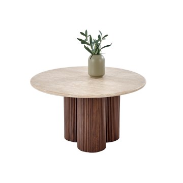 Mesa de centro CALDO Ø 80 cm castanha/bege