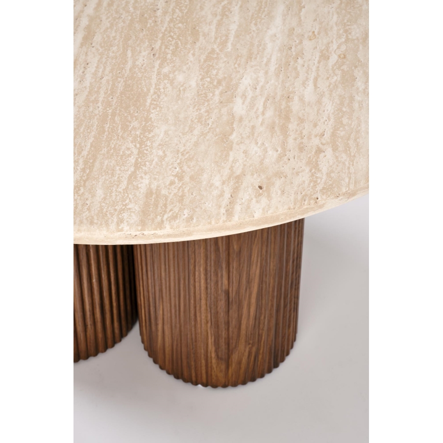 Mesa de centro CALDO Ø 80 cm castanha/bege