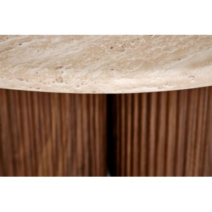 Mesa de centro CALDO Ø 80 cm castanha/bege