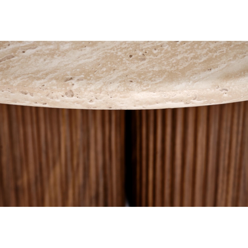 Mesa de centro CALDO Ø 80 cm castanha/bege