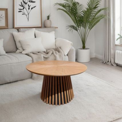 Mesa de centro CARINA Ø 75 cm carvalho/preto