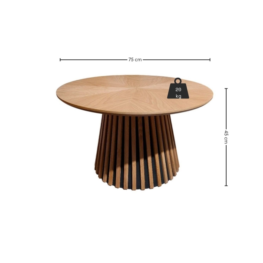 Mesa de centro CARINA Ø 75 cm carvalho/preto