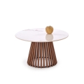 Mesa de centro CARINA Ø 80 cm castanho/branco/efeito mármore