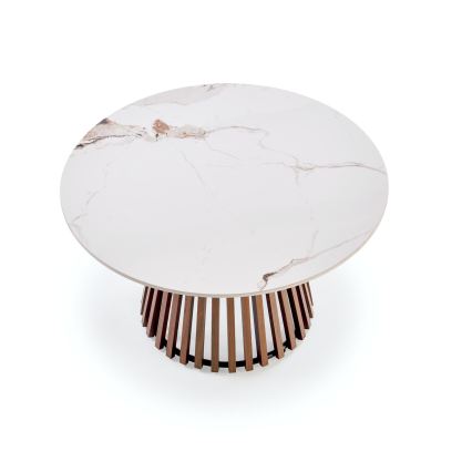 Mesa de centro CARINA Ø 80 cm castanho/branco/efeito mármore