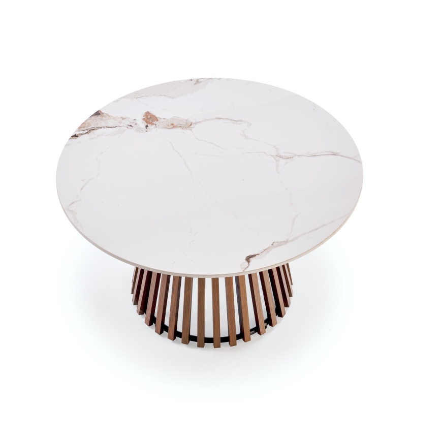 Mesa de centro CARINA Ø 80 cm castanho/branco/efeito mármore
