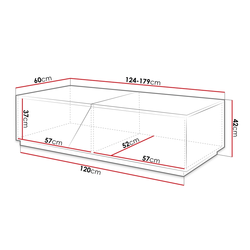 Mesa de centro CEELIAS 124x42 cm antracite/carvalho Wotan