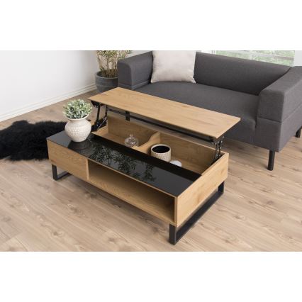 Mesa de centro com tampo elevatório ENZO 110x60 cm preto/carvalho