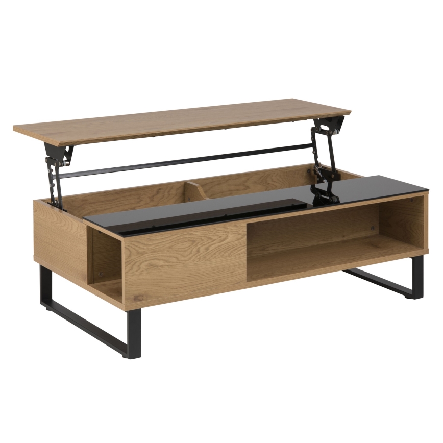 Mesa de centro com tampo elevatório ENZO 110x60 cm preto/carvalho