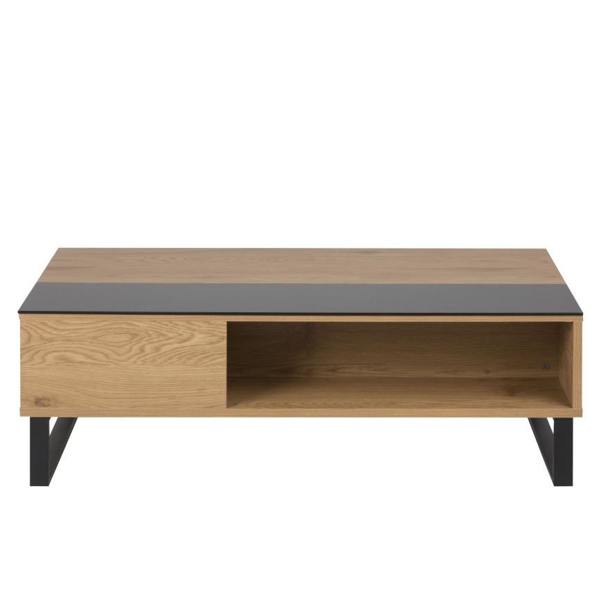 Mesa de centro com tampo elevatório ENZO 110x60 cm preto/carvalho