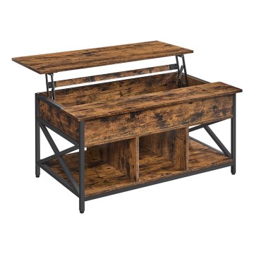 Mesa de centro com tampo elevatório NYRO castanho/preto