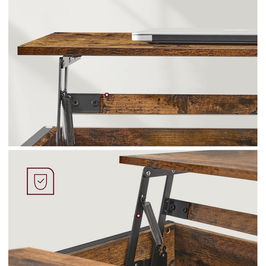 Mesa de centro com tampo elevatório NYRO castanho/preto