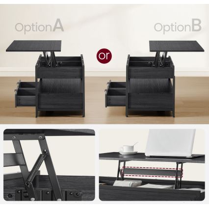 Mesa de centro com tampo elevatório NYRO preta