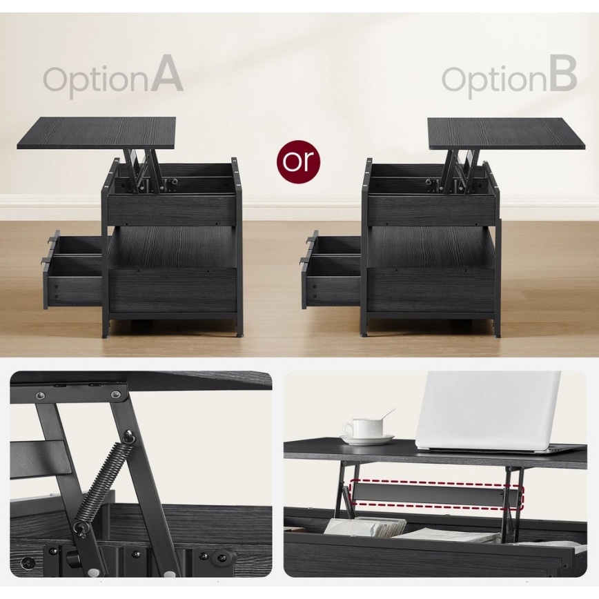 Mesa de centro com tampo elevatório NYRO preta