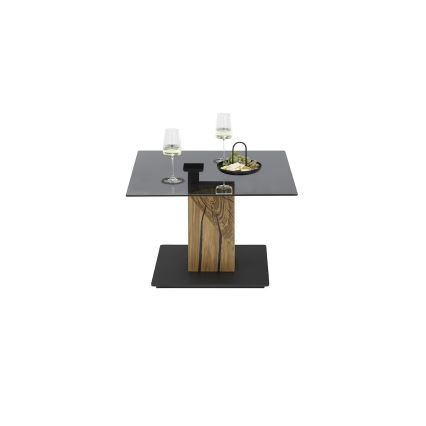 Mesa de centro com tampo elevatório VENTO fumê/carvalho/preto