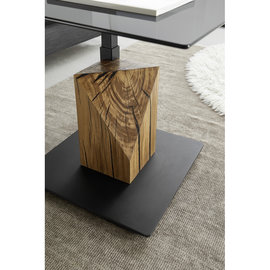 Mesa de centro com tampo elevatório VENTO fumê/carvalho/preto