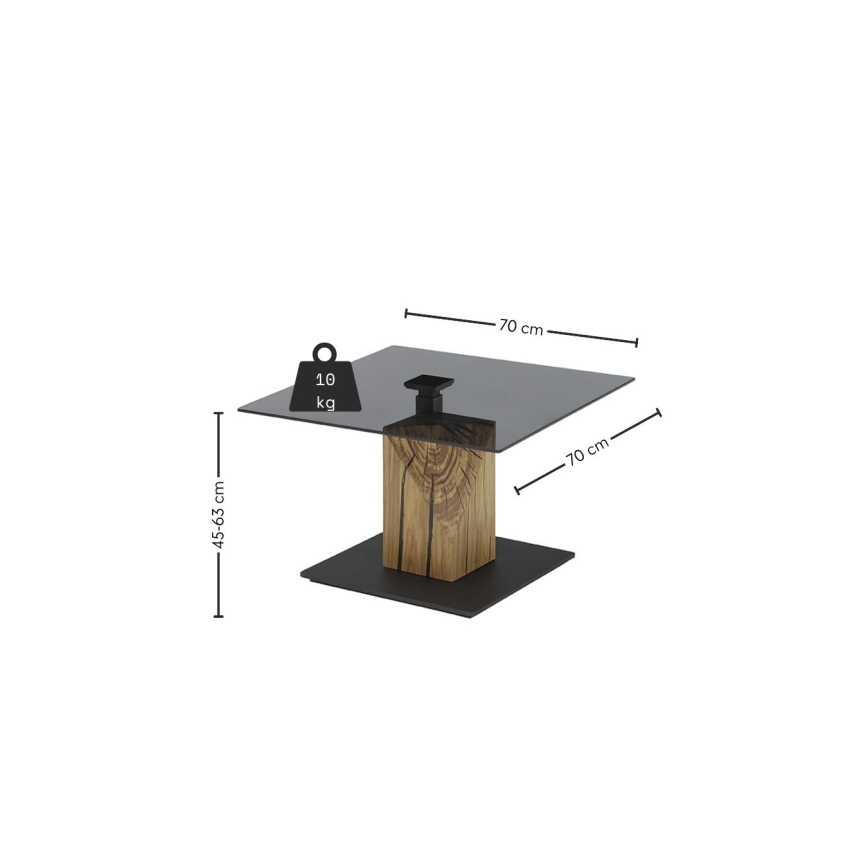 Mesa de centro com tampo elevatório VENTO fumê/carvalho/preto