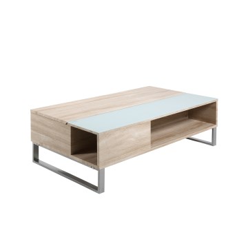 Mesa de centro com tampo elevável ENZO 110x60 cm branco/carvalho sonoma