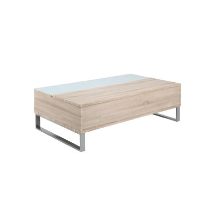 Mesa de centro com tampo elevável ENZO 110x60 cm branco/carvalho sonoma